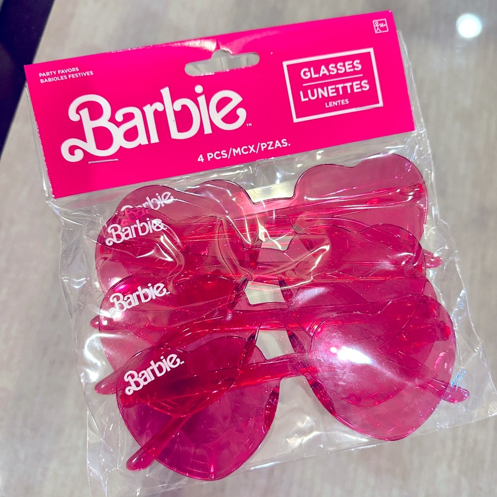 Barbie The Movie Retro Logo Rimless Pink Heart Glasses - Adult Size